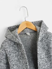 SHEIN 小男童雙口袋連帽加絨內裏外套 - 淺灰色 - 查看 3