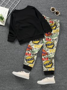 SHEIN Bộ thời trang bé trai Túi Lá thư Giải trí - Nhiều màu - Xem 2