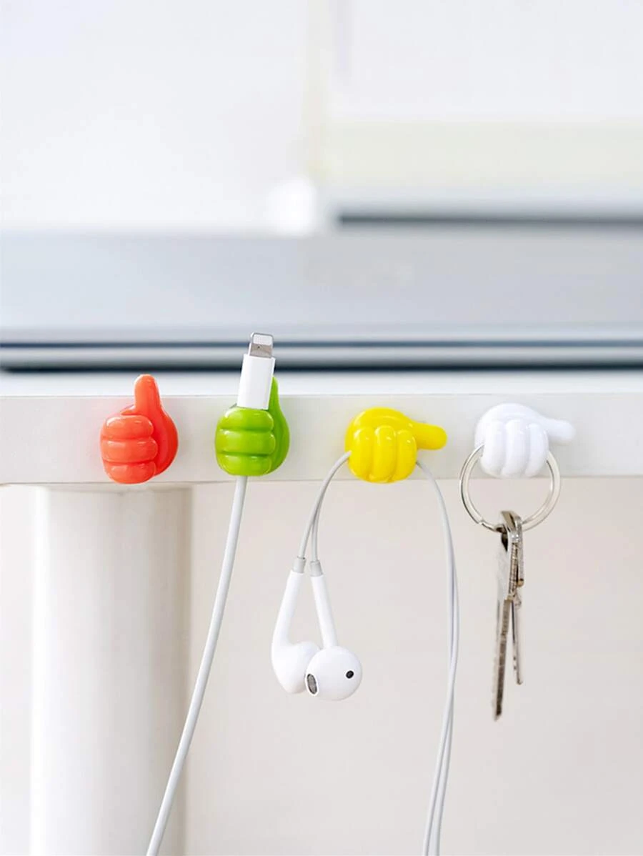 10 cái Móc ngón tay cái sáng tạo ngẫu nhiên, Bộ sắp xếp cáp, Bộ giữ bộ chuyển đổi Giá đỡ cáp, Phụ kiện dây buộc Kẹp dây sắp xếp, Bộ lưu trữ dây cố định cáp Vòng lặp cáp dữ liệu USB