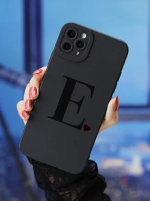 Letter Graphic Phone Case - Black - View 2