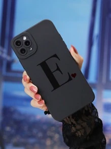 Letter Graphic Phone Case - Black - View 3