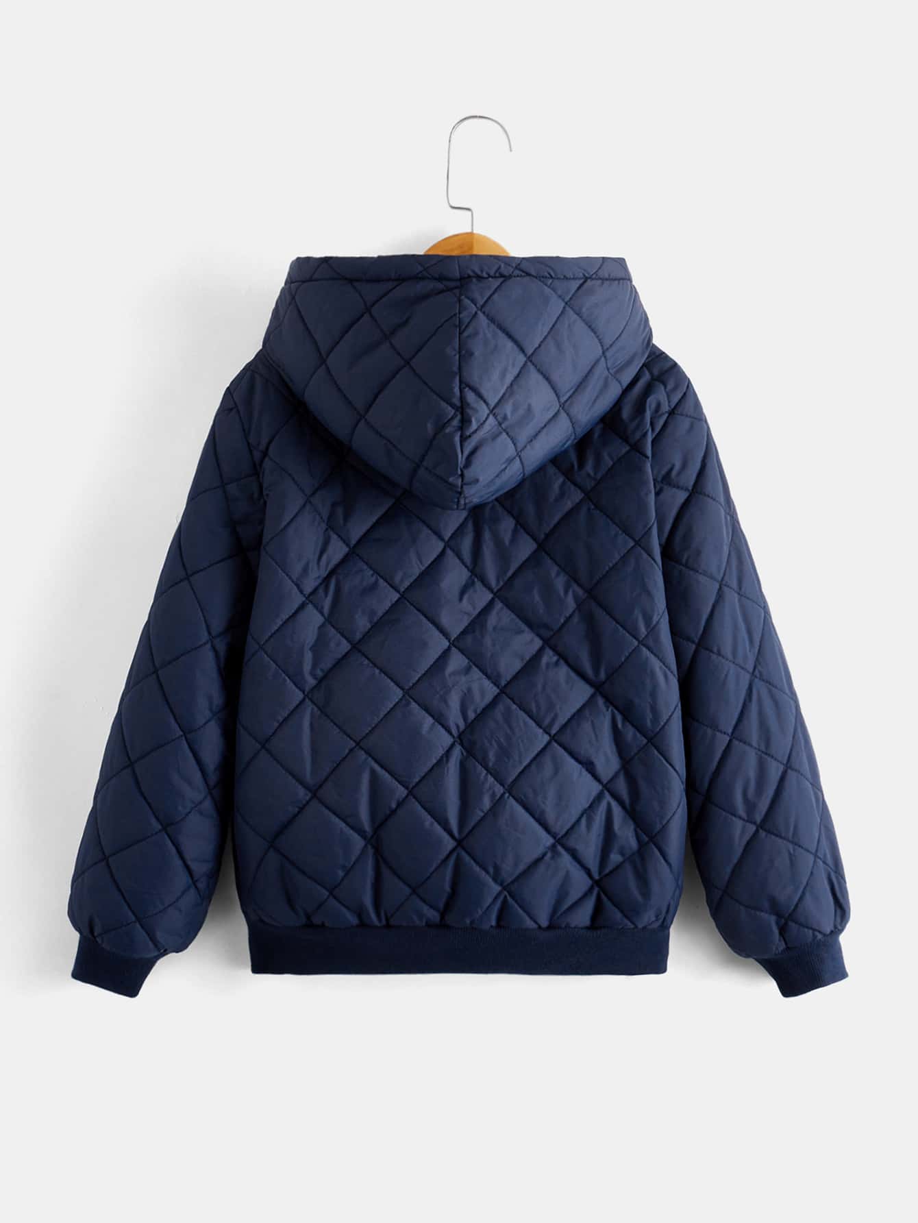 Tween Boy Teddy Lined Hooded Argyle Quilted Coat,In Fall/Winter
