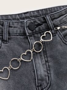 ROMWE Kawaii Jeans de pierna amplia con lavado - Gris Oscuro - Ver 3