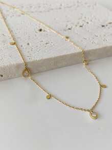 Nooxian Cubic Zirconia Water-drop Charm Necklace - Yellow Gold - View 5
