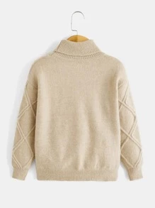 SHEIN Kleine Jungen Drop Shoulder Rollkragenpullover mit Zopfmuster