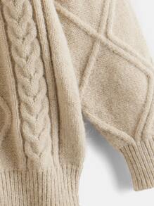 SHEIN Kleine Jungen Drop Shoulder Rollkragenpullover mit Zopfmuster