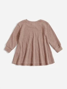 SHEIN Baby Waffle Knit Tee Dress - Mocha Brown - View 2