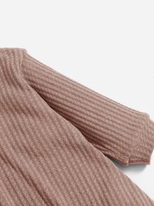 SHEIN Baby Waffle Knit Tee Dress - Mocha Brown - View 3