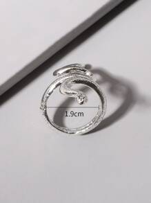 Snake Design Wrap Ring - Antique Silver - View 3