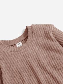 SHEIN Baby Waffle Knit Tee Dress - Mocha Brown - View 4