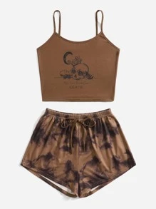 ROMWE 紮染骷髅頭圖案睡衣套裝