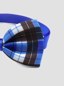 1PC Kẻ Sọc In Hình Thú Cưng Thắt Nơ, Kẻ Sọc Sọc Cổ Chó - Màu xanh lam - Xem 2