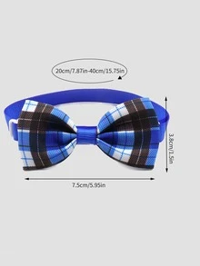 1PC Kẻ Sọc In Hình Thú Cưng Thắt Nơ, Kẻ Sọc Sọc Cổ Chó - Màu xanh lam - Xem 3