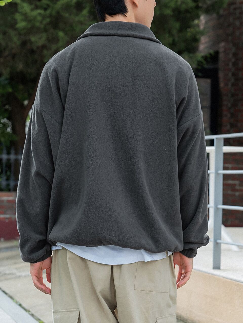 Men Letter Patched Detail Drop Shoulder Quarter Zipper Sweatshirt Without Tee,Thermal Lined Fall,Winter
