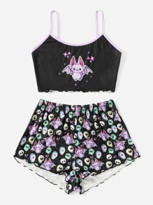 KLARYSSA Skull Cartoon Graphic PJ Set - Multicolor - View 3