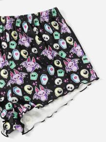 KLARYSSA Skull Cartoon Graphic PJ Set - Multicolor - View 4