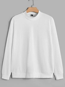 Manfinity RebelGame Men Solid Mock Neck Pullover - White - View 1
