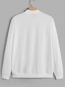 Manfinity RebelGame Men Solid Mock Neck Pullover - White - View 2