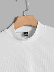 Manfinity RebelGame Men Solid Mock Neck Pullover - White - View 4