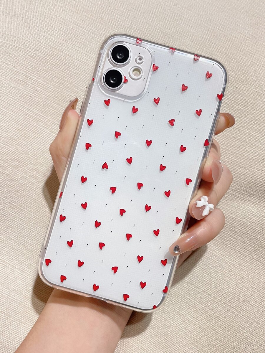 情人节爱心图案手机壳，兼容 15/15Plus/15Pro/15Pro Max，防水防震防摔防刮，国际版，非国内版 - 無色 - 查看 1