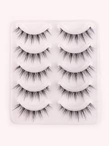 Manga Lashes, Full False Lashes 5pairs Faux Mink Lashes Wispy Clear Band Natural Long False Eyelashes For Women Mom Wife Sister Teen Girl Friend Strip Lashes,Lashes,Eyelashes,Fake Lashes - Black - View 1
