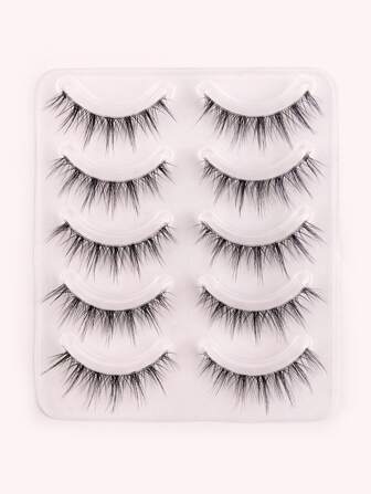 Manga Lashes, Full False Lashes 5pairs Faux Mink Lashes Wispy Clear Band Natural Long False Eyelashes For Women Mom Wife Sister Teen Girl Friend