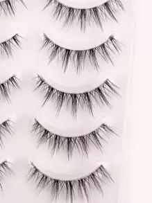 Manga Lashes, Full False Lashes 5pairs Faux Mink Lashes Wispy Clear Band Natural Long False Eyelashes For Women Mom Wife Sister Teen Girl Friend Strip Lashes,Lashes,Eyelashes,Fake Lashes - Black - View 6