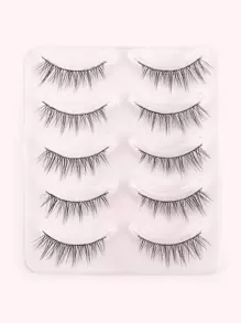 Full False Lashes 5pairs Faux Mink Lashes Natural Long False Eyelashes For Women Mom Wife Sister Teen Girl Friend - Black - View 1