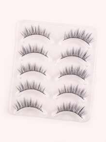 Full False Lashes 5pairs Faux Mink Lashes Natural Long False Eyelashes For Women Mom Wife Sister Teen Girl Friend - Black - View 3