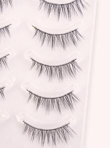 Full False Lashes 5pairs Faux Mink Lashes Natural Long False Eyelashes For Women Mom Wife Sister Teen Girl Friend - Black - View 6