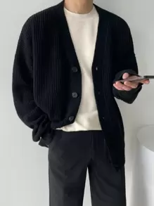 男士落肩开衫夹克秋冬垃圾摇滚风格 - 黑色 - 查看 2