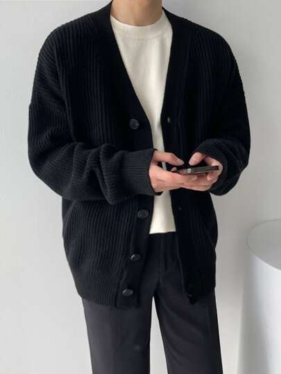 DAZY Men Drop Shoulder Cardigan Jacket Fall,Winter, Grunge Style