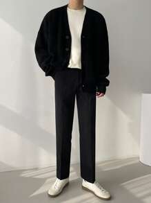 男士落肩开衫夹克秋冬垃圾摇滚风格 - 黑色 - 查看 4