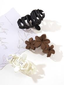 Set de 3 pinzas para el cabello con flores de Plumeria de tamaño mediano y acabado mate, suaves y versátiles para recogidos, clips de cabello, negro, café y blanco, accesorios de cabello casuales, escolares y de verano, clips de mandíbula, sujetadores de cabello, accesorios de cabello para mujer para vacaciones, atuendos de playa - Multicolor - Ver 7