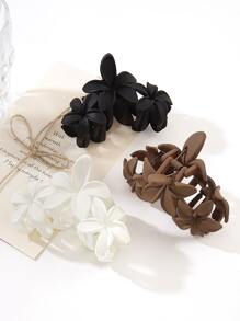 Set de 3 pinzas para el cabello con flores de Plumeria de tamaño mediano y acabado mate, suaves y versátiles para recogidos, clips de cabello, negro, café y blanco, accesorios de cabello casuales, escolares y de verano, clips de mandíbula, sujetadores de cabello, accesorios de cabello para mujer para vacaciones, atuendos de playa - Multicolor - Ver 8