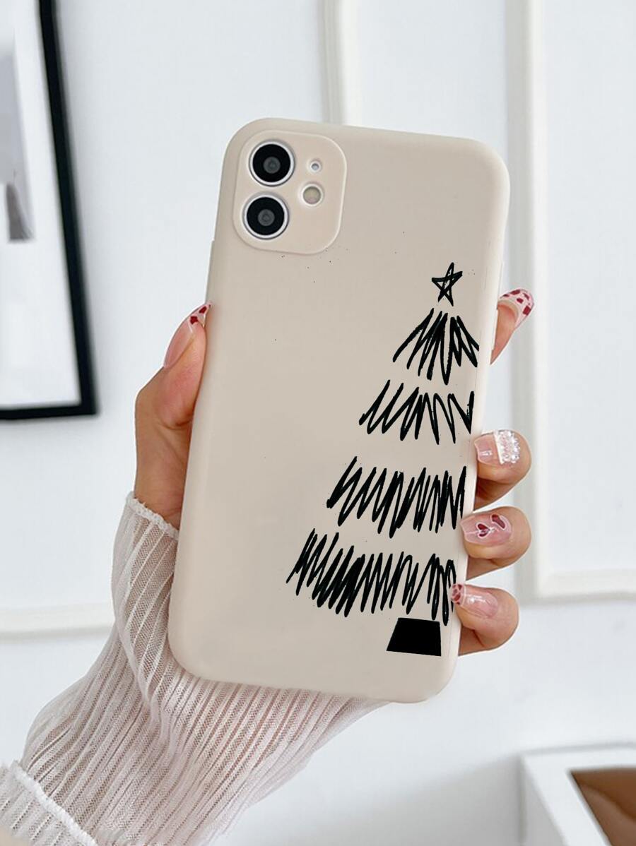Funda para móvil con estampado de árbol de Navidad - Beis - Ver 1