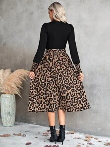 SHEIN Clasi Bộ đồ hai mảnh nữ Thắt lưng Dải chun In hoa Báo Giải trí - Nhiều màu - Xem 2