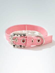 寵物水鑽貓狗項圈 - 粉色 - 查看 3