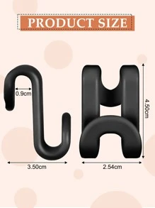 5入組素色衣架連接掛鉤 - 黑色 - 查看 4