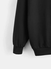 SHEIN EZwear Plus Size Bear And Letter Graphic Drop Shoulder Sweatshirt - Black - View 4
