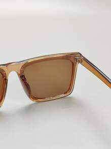 Men Square Frame Fashion Glasses - Brown - View 3