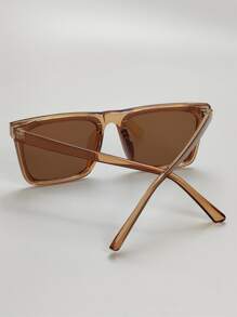 Men Square Frame Fashion Glasses - Brown - View 4