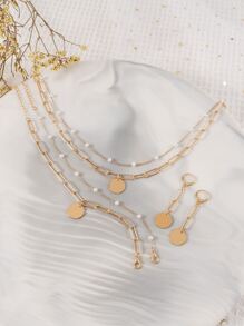 5pcs Disc Decor Jewelry Set - Yellow Gold - View 2