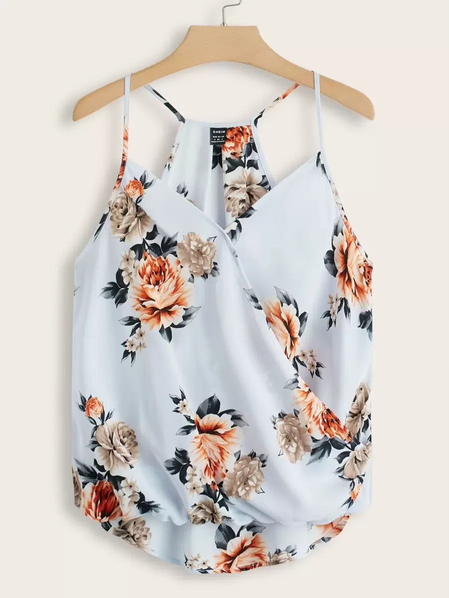 SHEIN Clasi Áo hai dây Trọn gói Hoa Boho - Màu xanh nhạt - Xem 1