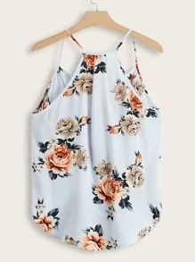 SHEIN Clasi Áo hai dây Trọn gói Hoa Boho - Màu xanh nhạt - Xem 2