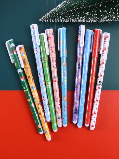 10pcs Christmas Pattern Ballpoint Pen