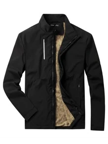 Manfinity Homme Men Zip Up Teddy Lined Coat - Black - View 1
