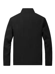 Manfinity Hombres Abrigo con cremallera con forro teddy - Negro - Ver 2