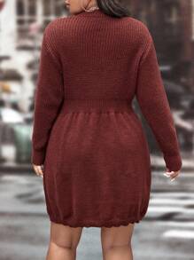 SHEIN LUNE Plus Pearl Beaded Jumper Dress - Burgundy - View 2