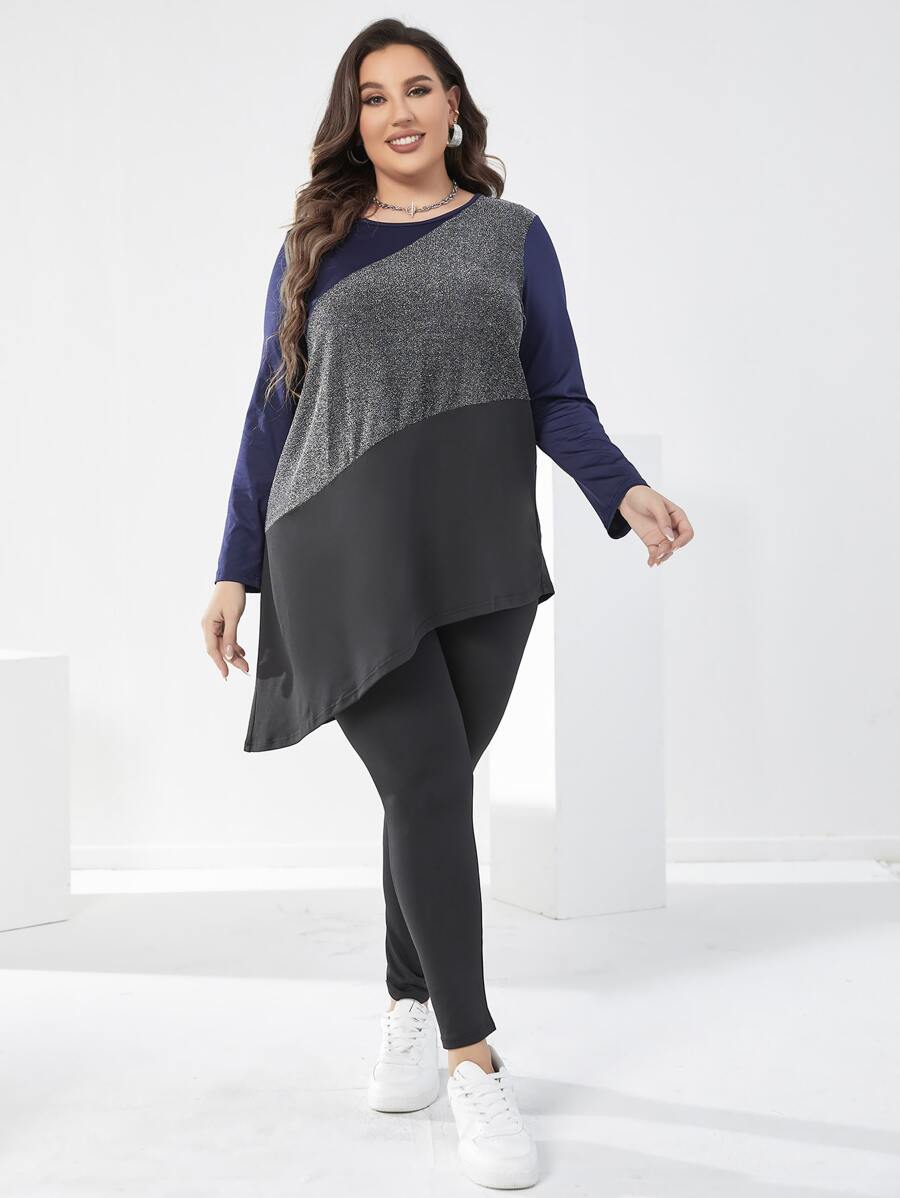Mulvari Leggings con top de color combinado bajo asimétrico - Negro - Ver 1